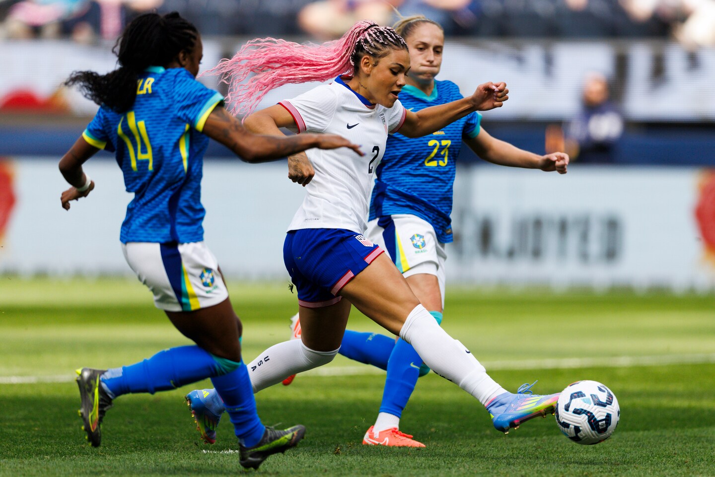 Professional soccer player on the pitch
